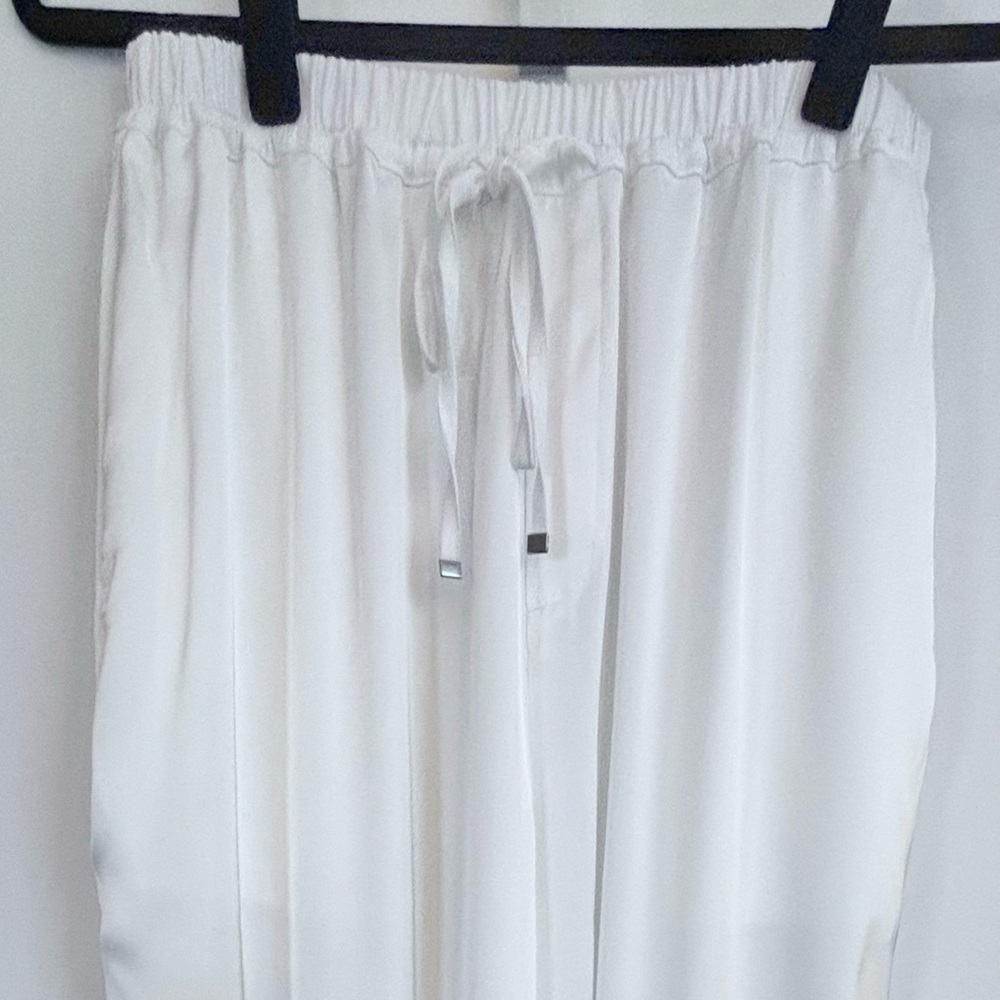 Maeve Silky White Wide Leg Pants M Boho